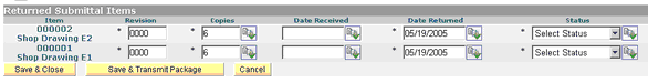 Submittal Return Dialog